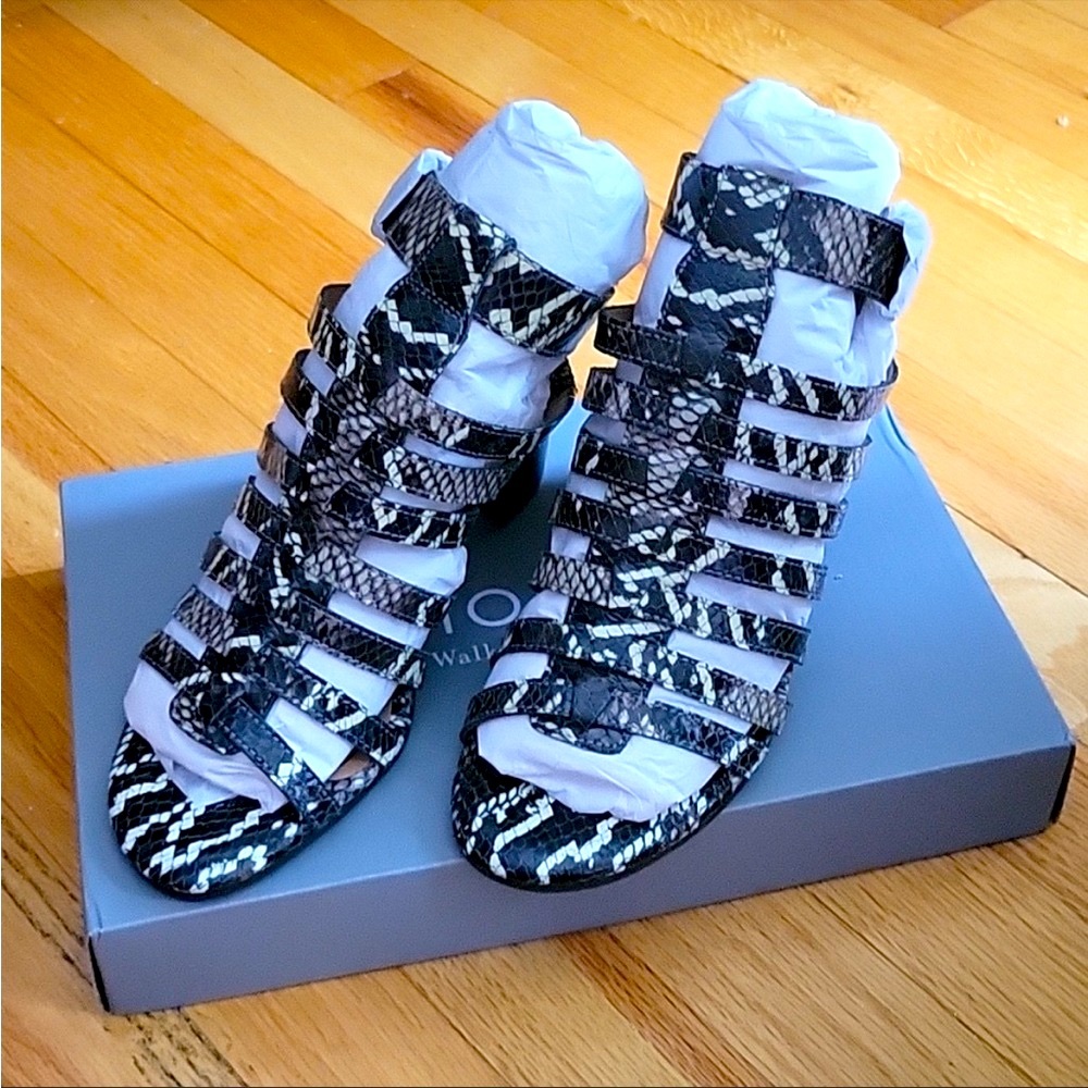 BOLD Snake skin sandals with 3" chunky heel